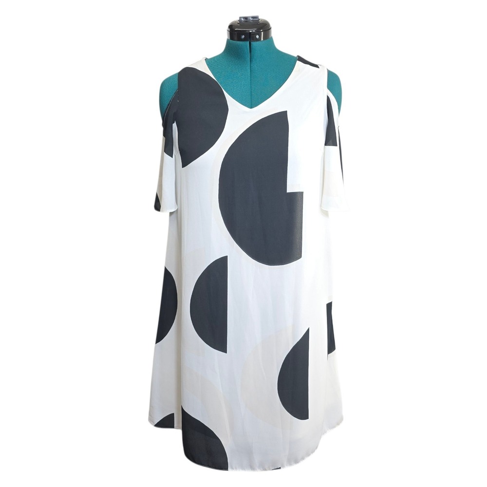 Cato Est. 1946 Cold Shoulder Polka Dot‎ Flutter Sleeve Knee Length Dress Size S